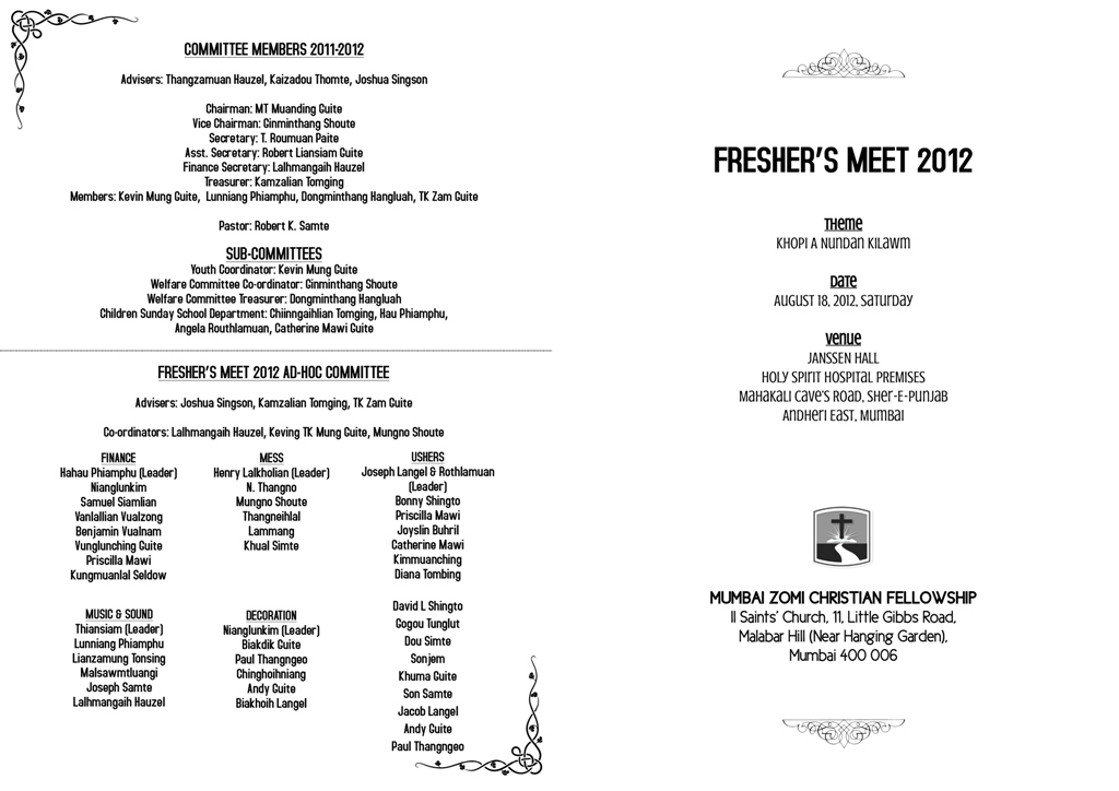 MZCF Freshers Meet 2012 Program